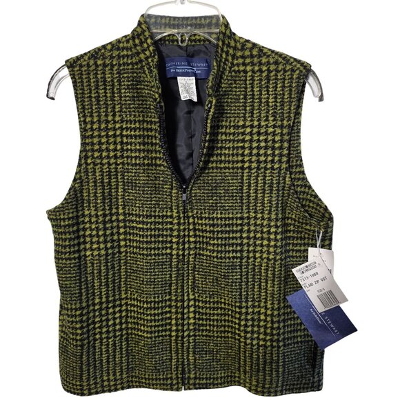 Y2k Womens Small Plaid Zip Vest Green Autumn Earthy Natural New USA - Picture 1 of 7